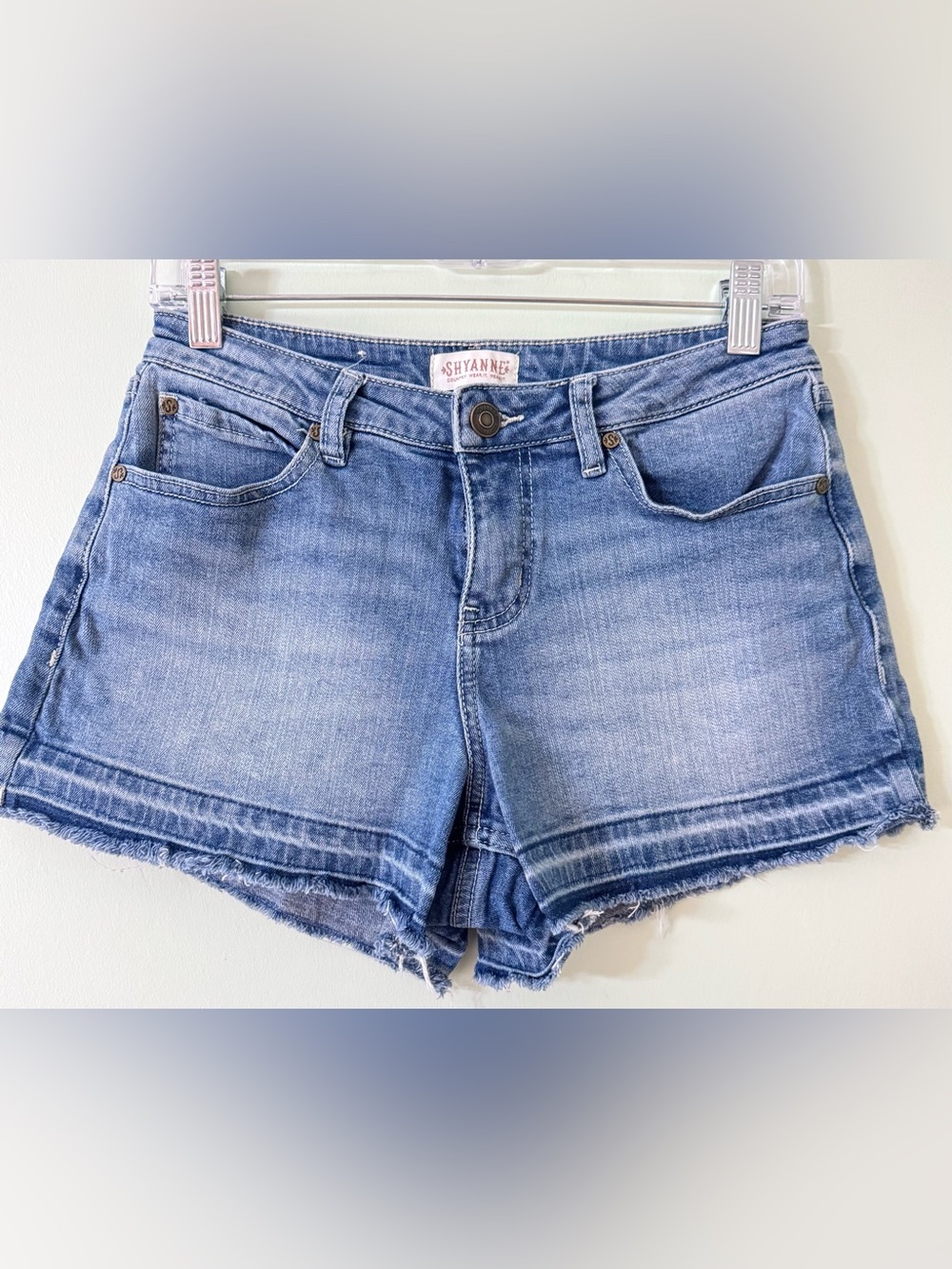 Shyanne Denim Shorts Size 28 Blue Western Boho Frayed Cutoff Mid Rise